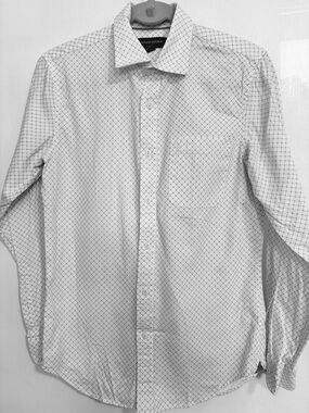 Men’s Banana Republic White Dress Shirt with Navy Windowpane Grid